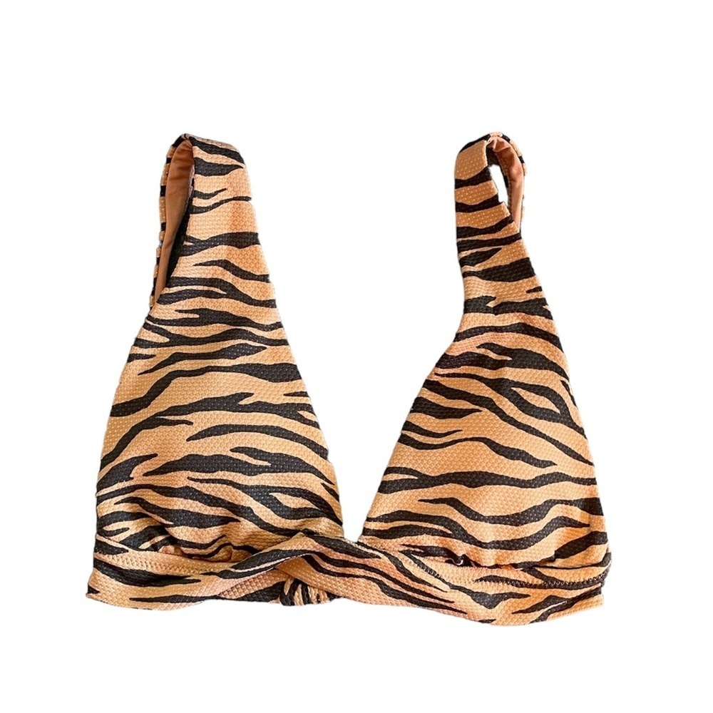 aerie Tiger Stripe Bikini Top in Tan and Black